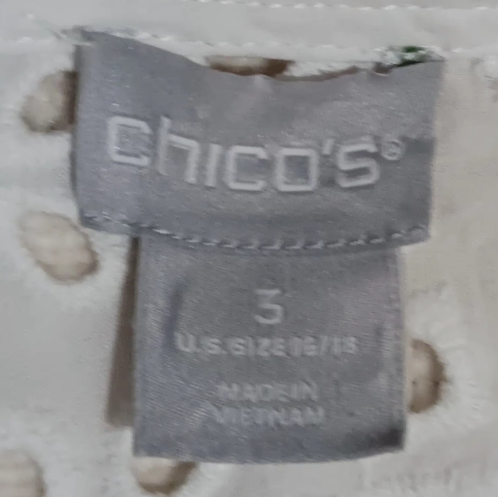 Chicos  Eyelet Tunic Top  White Tassled Cotton Cottagecore Boho Coastal SZ 16/18 - Picture 7 of 10